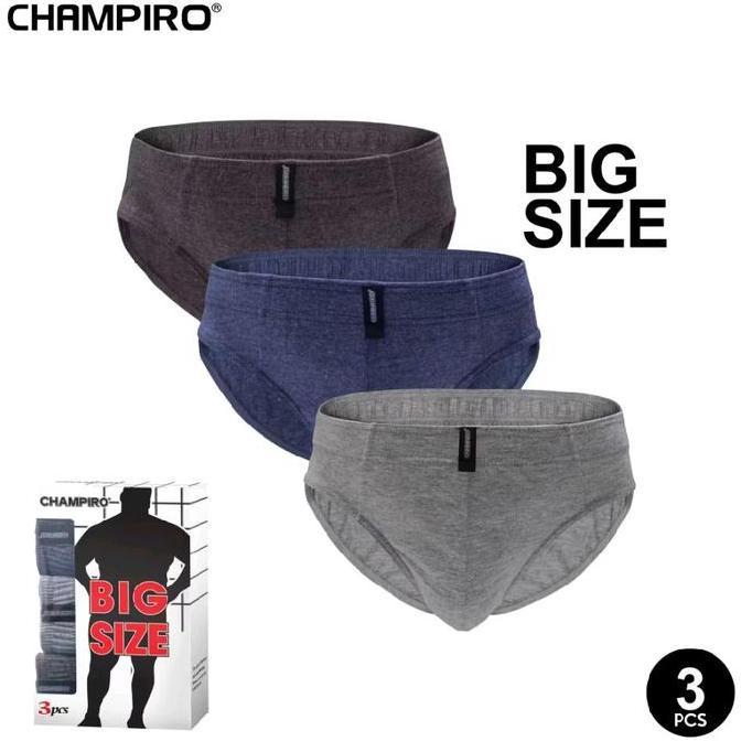 Cueca - 3Pc_Celana Dalam Cowok Jumbo  Champiro Bahan  Katun Polyester / Cd Pria Gendut Champiro Big 