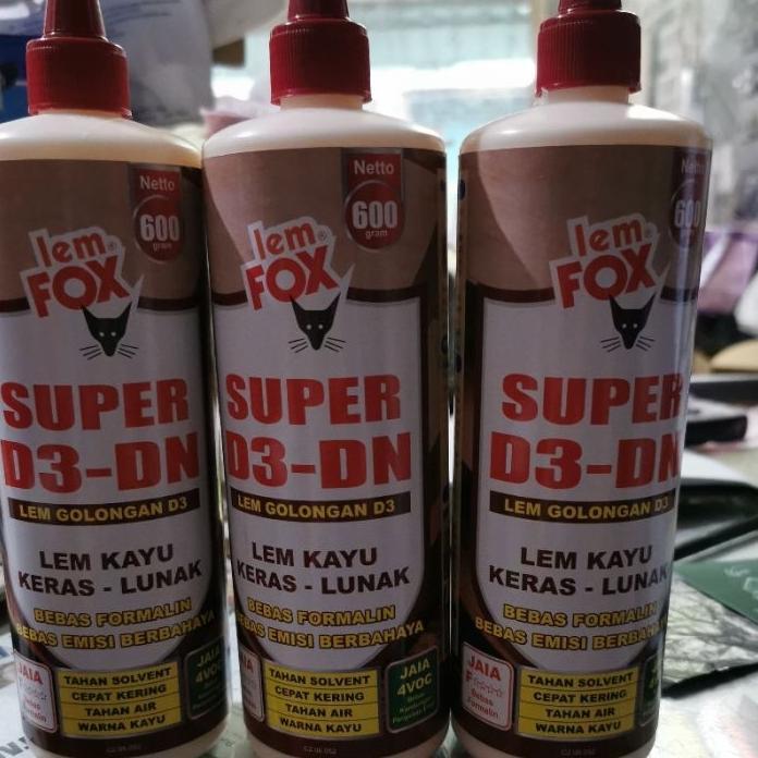 Lem Putih Fox Super D3 Dn 600Gram Water Resistance Tahan Air Lem Hpl Lem Pvc Sheet Taco Sheet Vicon