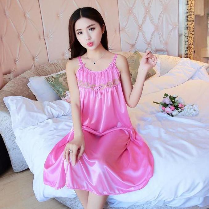Lineu- [ Racun Lingerie ] Daster Dress Jubah Tidur Nita Desa Sexy Nhtwear Tanpa Lengan Tali Pundak W