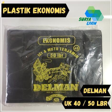 Savez- Kantong Plastik Kresek Delman Ekonomis Uk. 40 Hitam Isi 50 Lembar