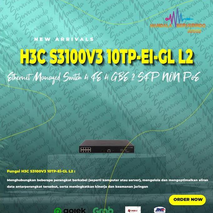H3C S3100V3 10TP-EI-GL L2 Ethernet Managed Switch 4 FE 4 GBE 2 SFP NON PoE Murah