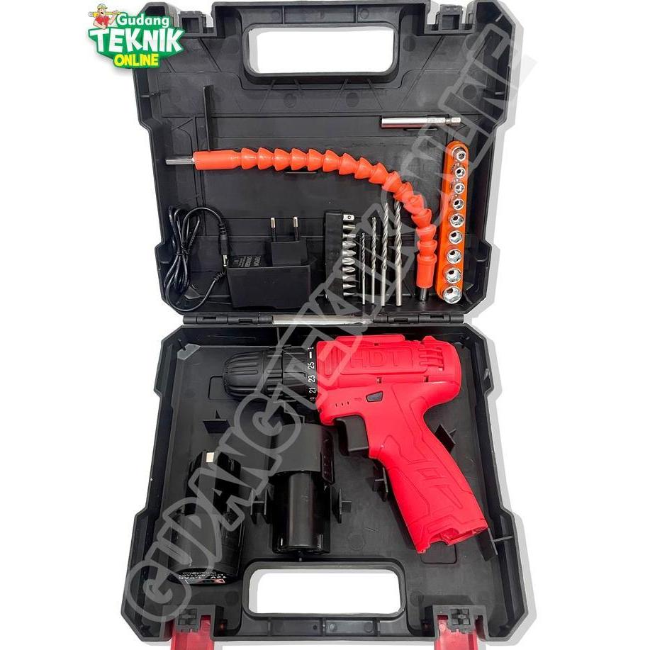 ARURU Mesin Bor CORDLESS 10mm HDT CDD405 12V / Mesin Bor Tangan BATTERY BATERAI 10 mm Bor Kayu Besi 