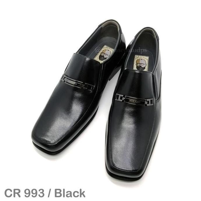 Virlokina- Sepatu Pantofel Kulit Pria Mirado Cr 993, Hitam, Berkualitas Terbaru 