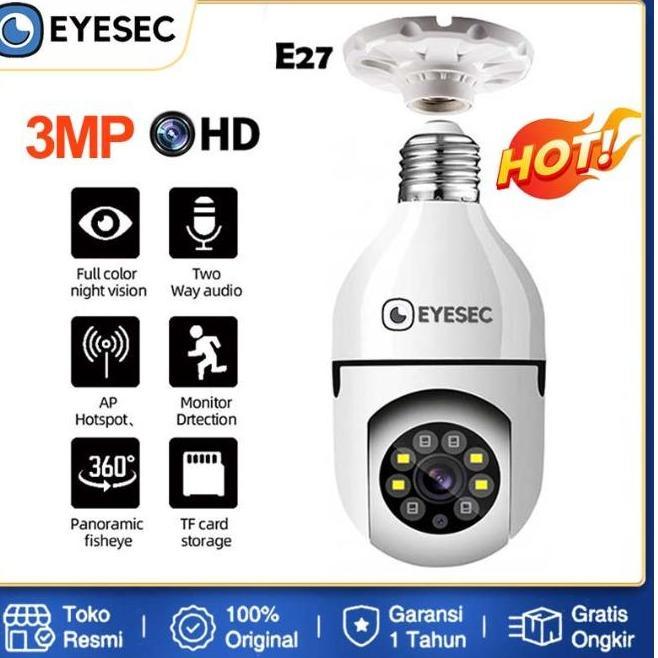 Camc- Eyesec Cctv Lampu V380 3Mp Kamera Cctv Wifi Lampu Cctv 360 Derajat Cctv Lampu Bohlam Ip Camera