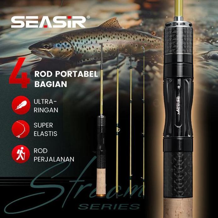 Seasir Silent Stream Ejection Bfs 4 Sections Fihsing Rods Carbon Fiber Travel Rod Z-Type Guide Rings