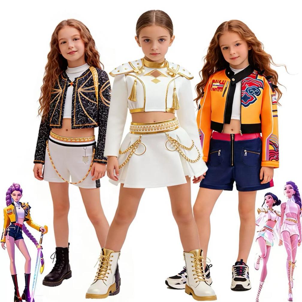 Kostum Rumi Zoey Mira Huntrix Kpop Demon Hunter Cosplay Baju Pakaian Anak Perempuan Premium sh rb