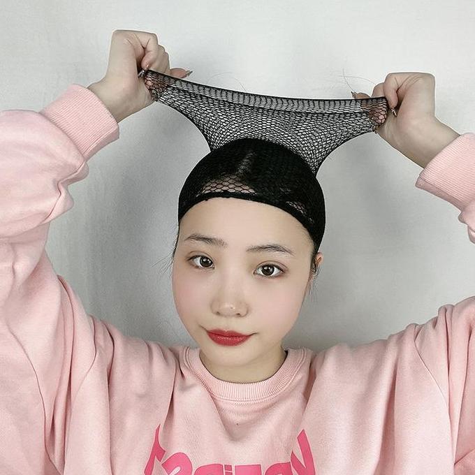 MORIFOYU wig jaring  rambut wig tutup kompresi rambut Kedua ujungnya terhubung jaring rambut jala ja
