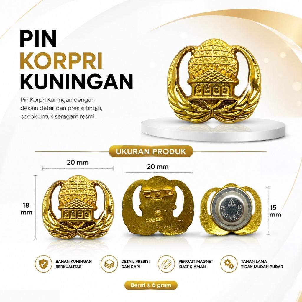 Pin Korpri Asn Pns Magnet Kuningan Asli Anti Karat