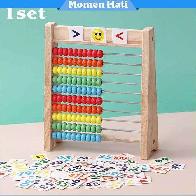 SKYNANI Sempoa Mainan Kayu Berhitung Papan Sempoa Anak Peraga Matematika
