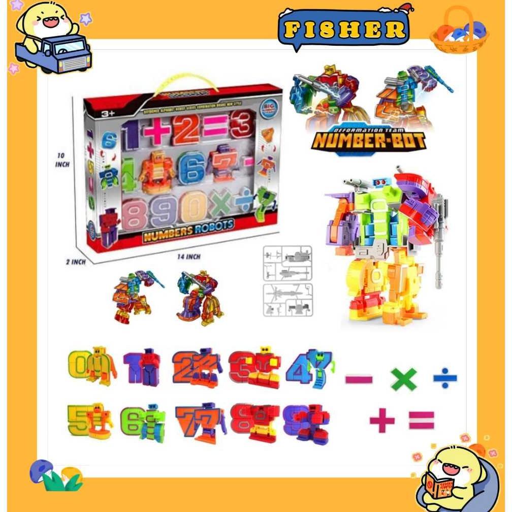 [FISHER] 1set Numeric robot mainan number transform | mainan berhitung | Mainan edukasi