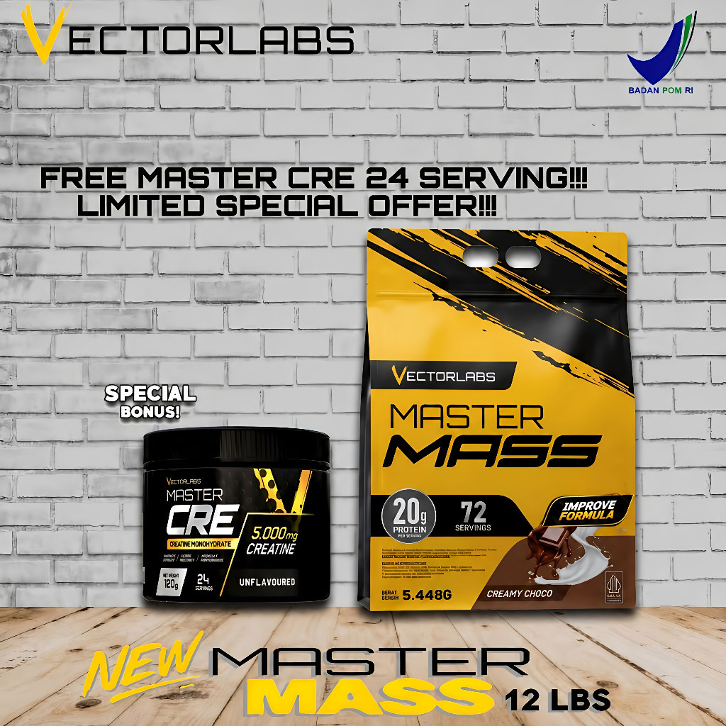 Vectorlabs New Master Mass 12 lbs 5400gr Susu Protein Mass Gainer MasterMass Penambah Berat Badan