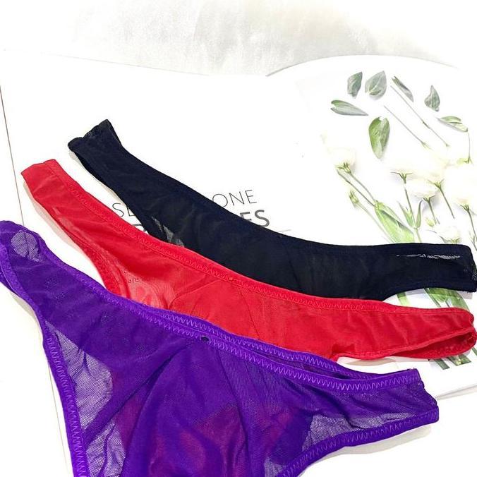 Gtman- Celana Dalam Pria Transparan Low Ist Men'S G String Underwear 4Y036 Lembut Boxer Cowok Desa