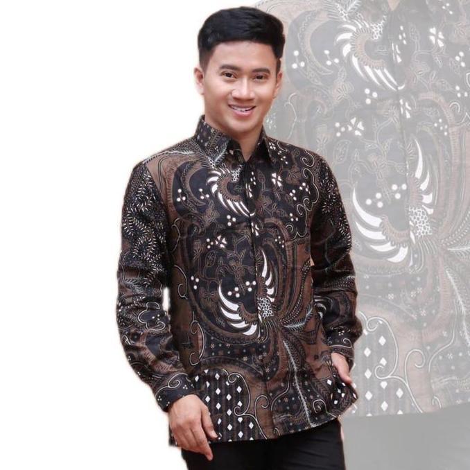 Promo Batik Pria Lengan Panjang Terbaru Motif Keris Coklat Size M L Xl Xxl / Kemeja Batik Pria Lenga