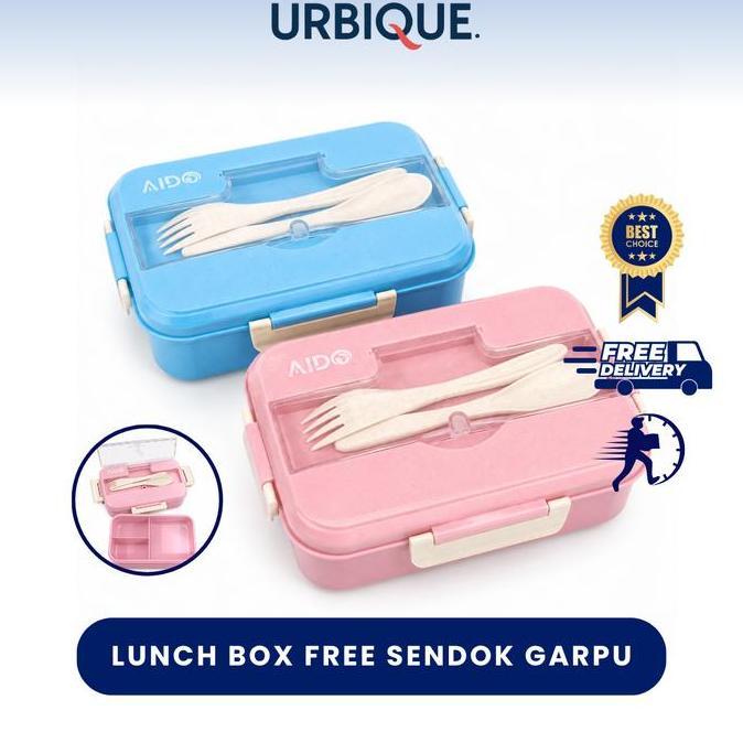 URBIQUE - Lunch Box Set Kotak Makan Bekal 1L Free sendok garpu set 31003 NO BOX/NO KARDUS