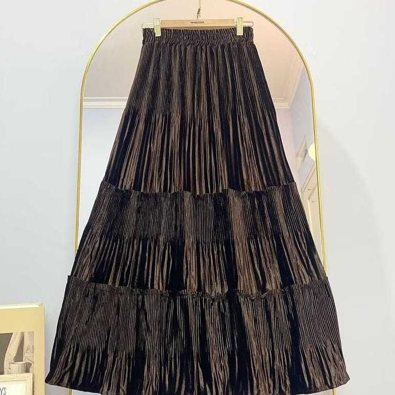 TERLARIS Rok Plisket Bludru Susun Premium - Rok Plisket Bludru - Rok Bludrru Ruffle Premium - Rok Pl