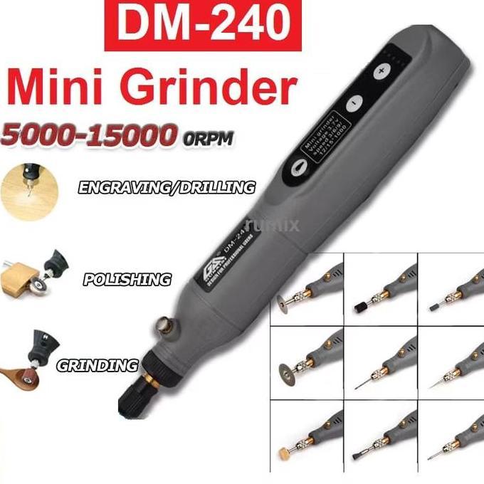 DAX Grinder Mini Listrik Cordless Bor Mini Set 3 Kecepatan Grinding Mesin Poles USB Ukiran Pena Mata