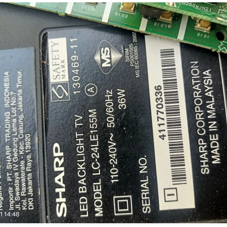 MB,sharp 24in-- LC-24LE155M mesin tv lcd sharp saharp