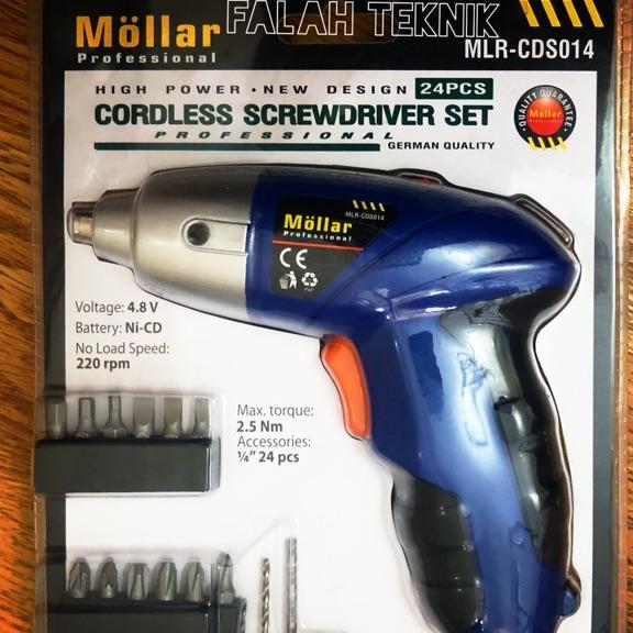 Mollar Cds014 Mesin Bor Obeng Baterai Cordless Screwdriver Set