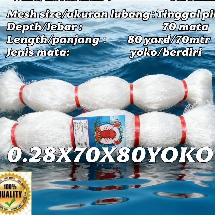 Jaring Ikan/Jaring Senar 028-70X80 Yoko/Berdiri