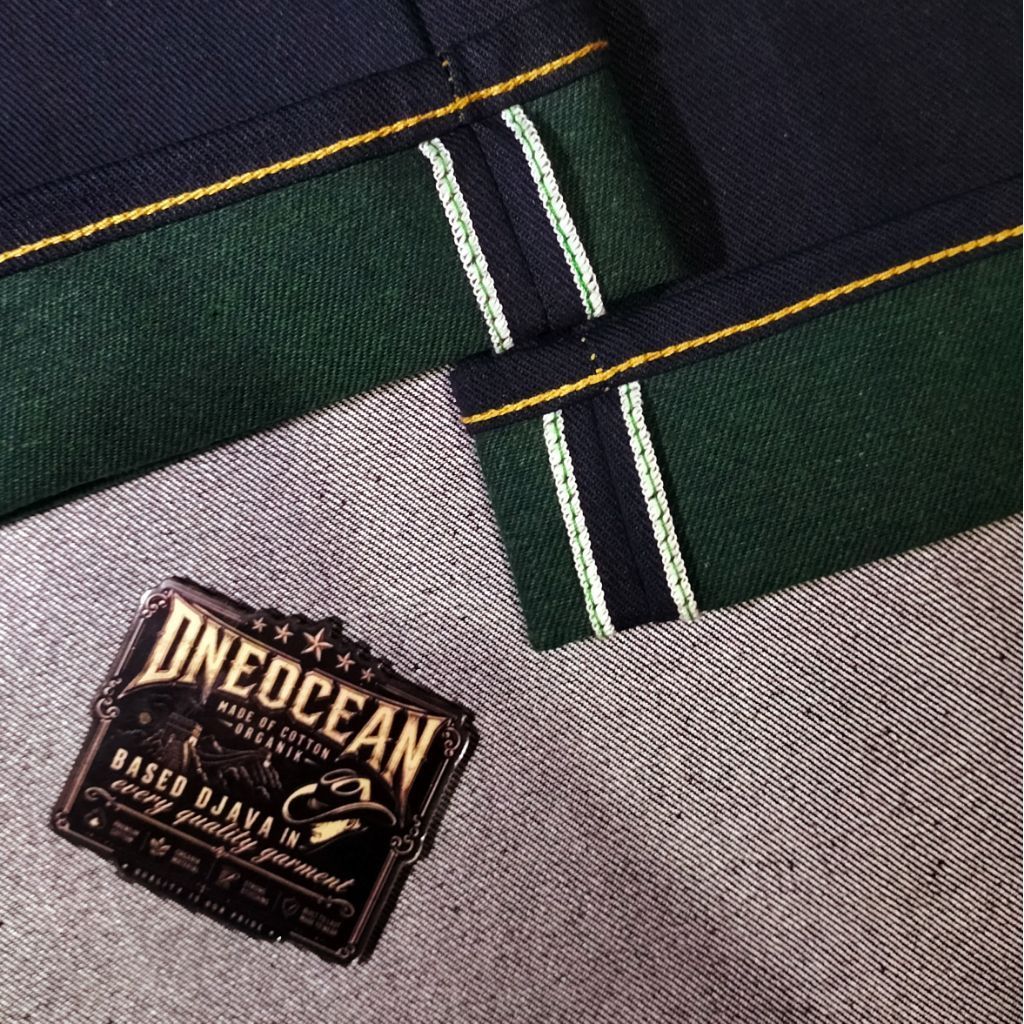 ONE OCEAN DENIM >> jeans SELVEDGE weft raw linegreen PANTHER WOLF x deep indigo sanforized