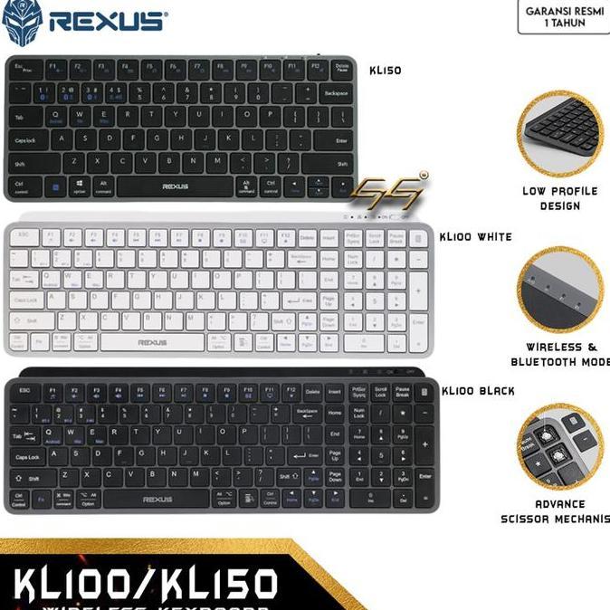 BEBAS ONGKIR - REXUS KL100 KL150 KL-100 KL-150 KL 100 KL 150 Keyboard Office Bluetooth Wireless Low 