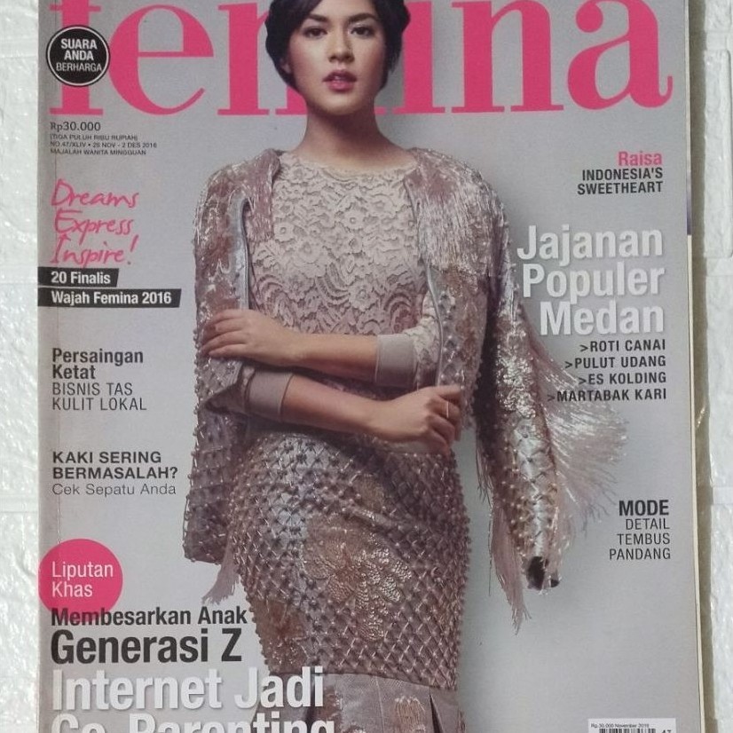 Majalah Femina 26 November 2016 : Cover Raisa