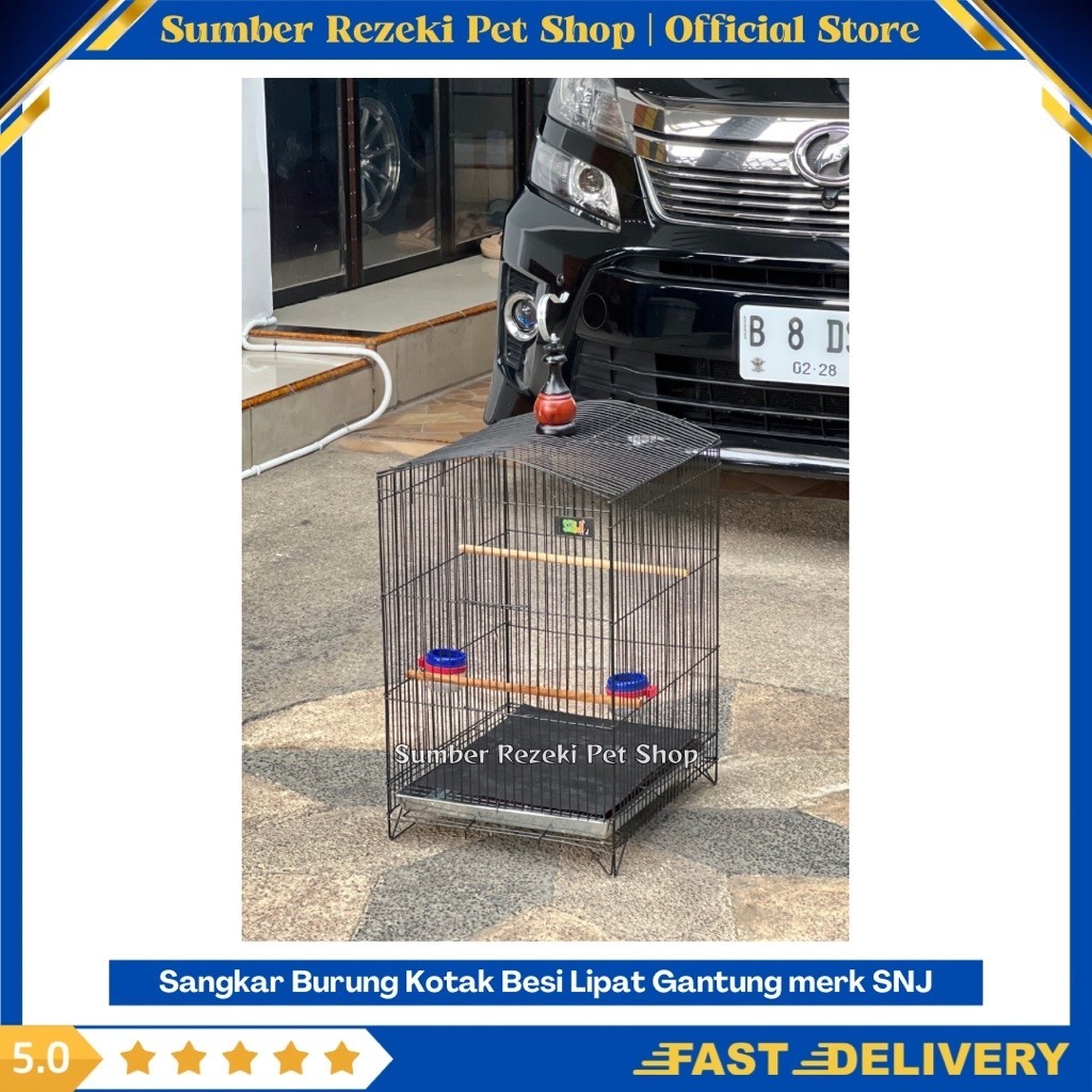 instant ongkir murah No 2 Merk SNJ Sangkar Burung Kotak Besi Lipat Gantung Besi Super Tebal cocok un