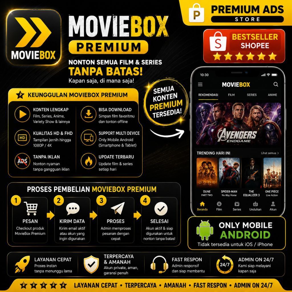 MOVIEBOX PREMIUM AKSES ONLY MOBILE HP & TABLET