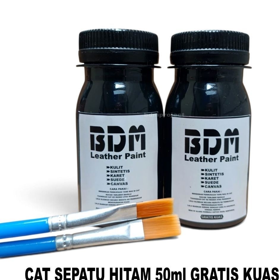 cat sepatu hitam / Cat sepatu kulit canvas suede 50ml gratis kuas