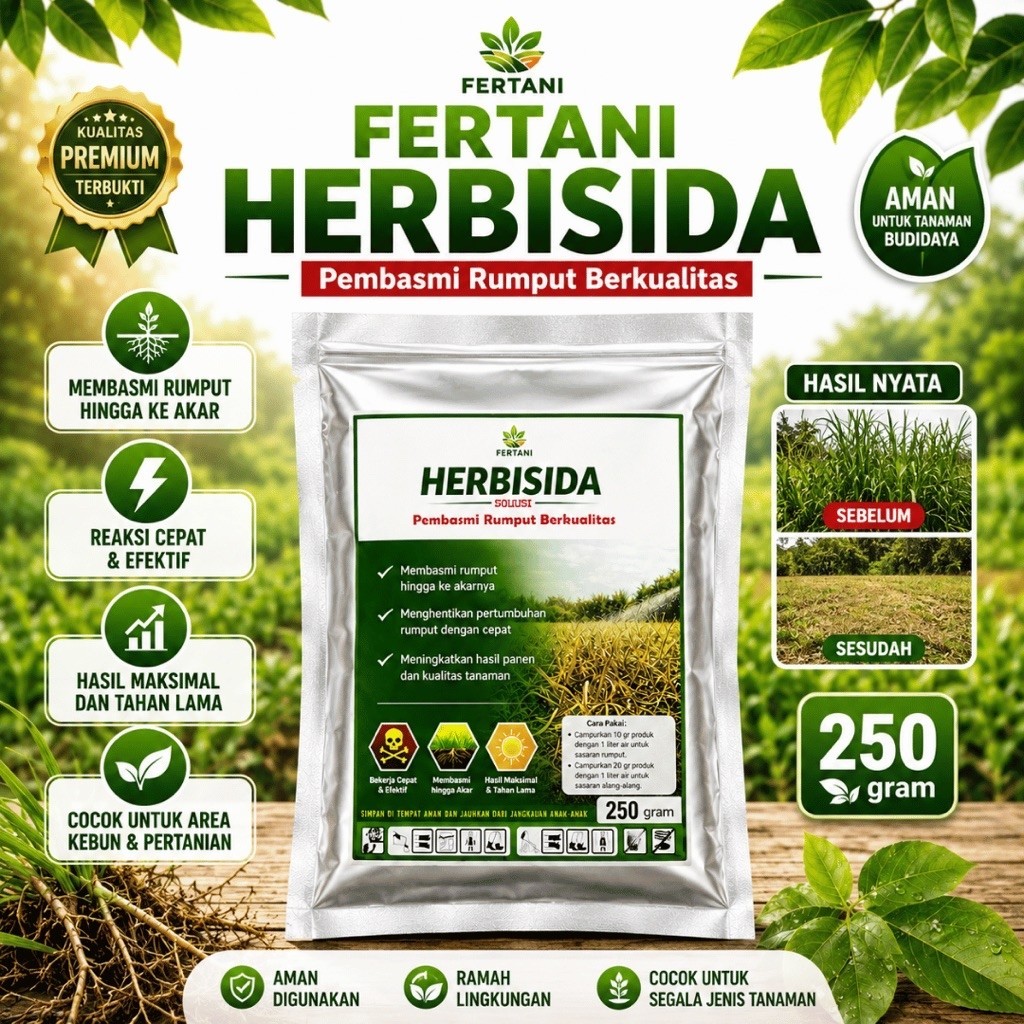 Herbisida Pembasmi Rumput 250gr – Obat Rumput Liar Hingga Akar Cepat & Efektif - Pembasmi Rumput - O