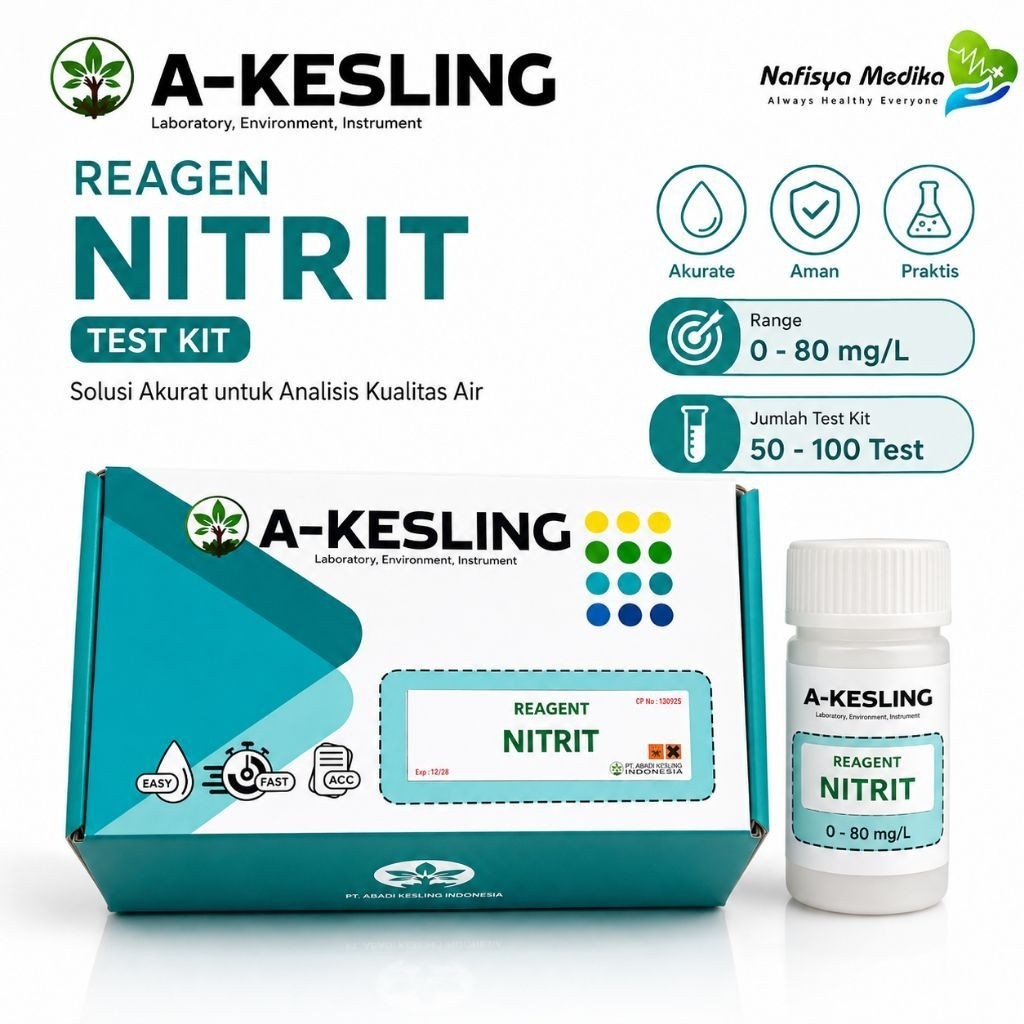 Reagen Nitrit Test Kit A-KESLING 0-80 mg/L | Alat Uji Kadar Nitrit Air 50-100 Test Water Quality