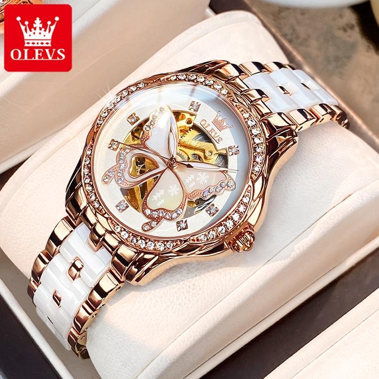 TERLARIS OLEVS JAM TANGAN AUTOMATIC WANITA ORIGINAL ANTI AIR KERAMIK MEWAH WOMEN WATCH COD
