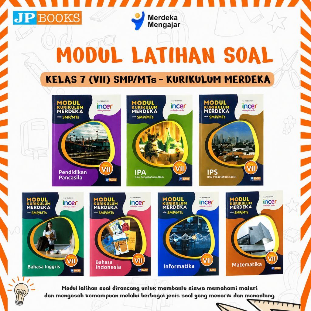 MODUL INCER latihan soal by JP BOOKS kelas 7 SMP/MTs (IPA, IPS, indonesia, matematika, pancasila, in
