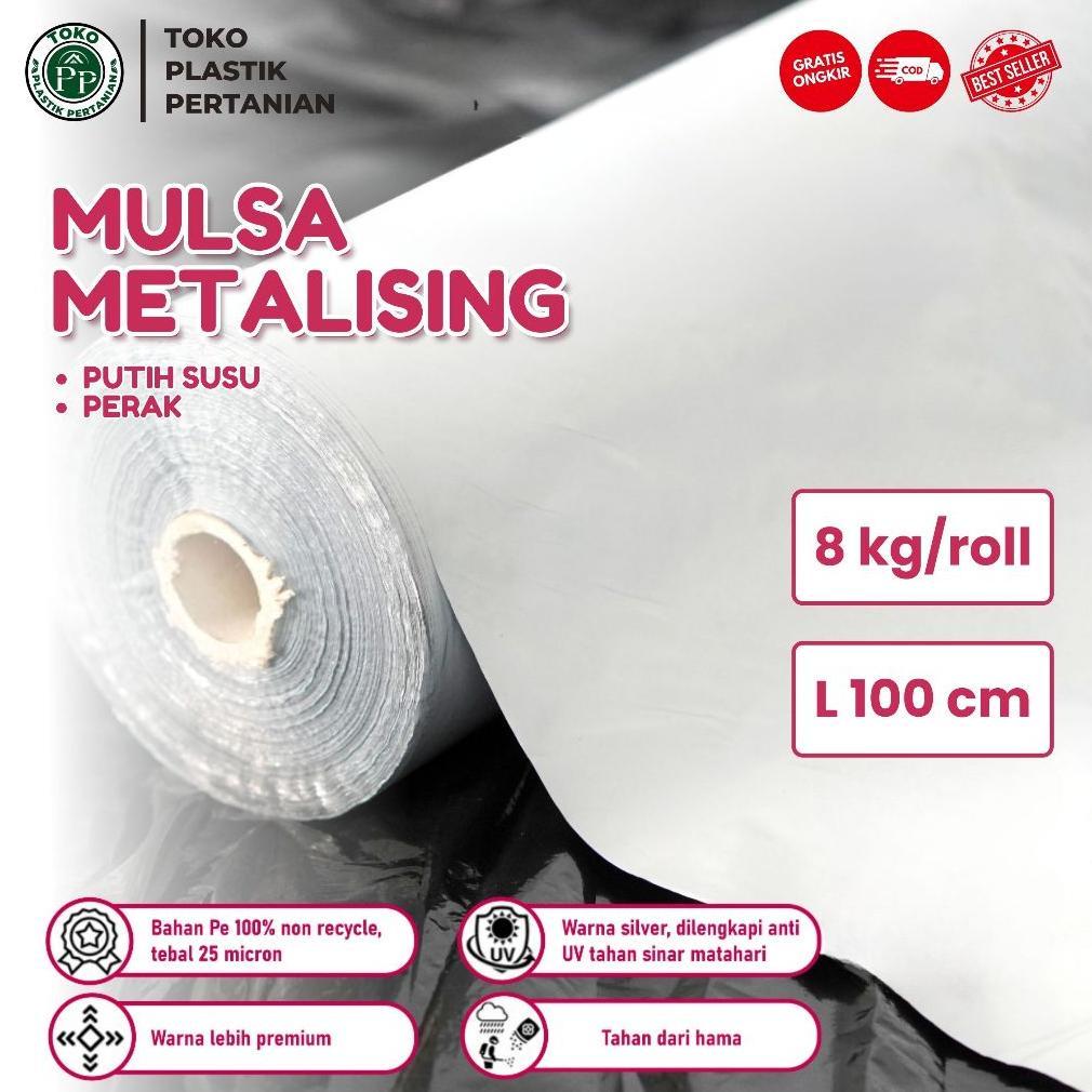 Plastik Mulsa Perak 1 Roll 8 KG Mulsa Grenjeng Lebar 100 cm