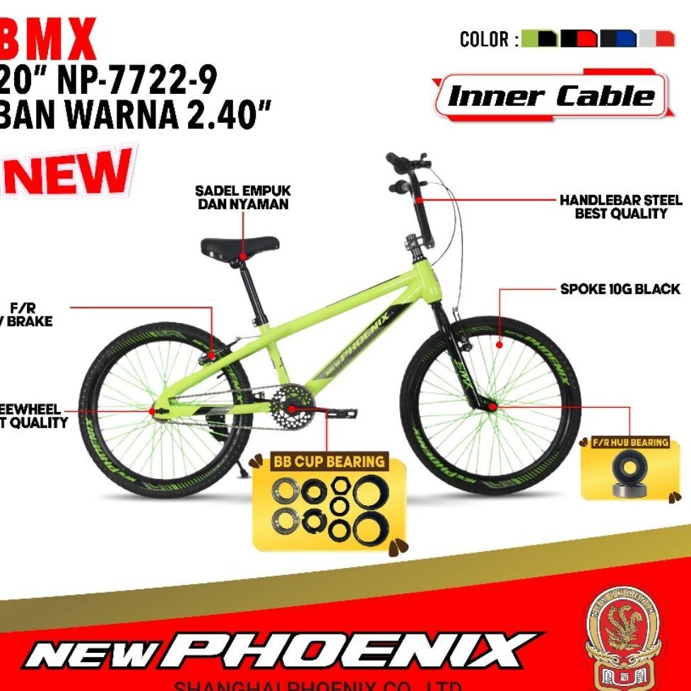 sepeda bmx new phoenix tipe NP 7722 ukuran 20 inci.