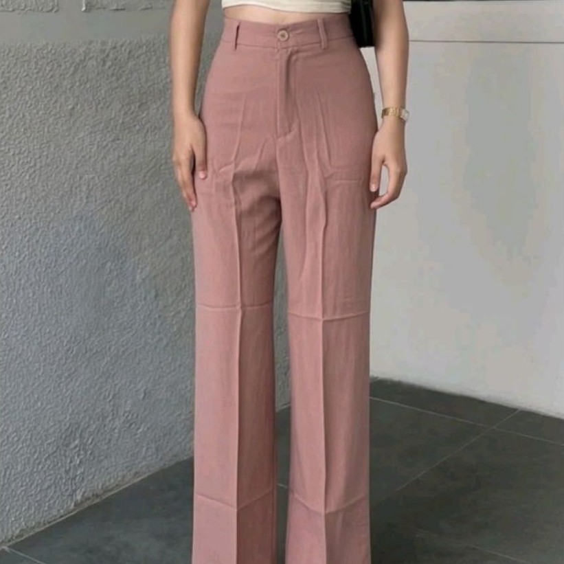 Celana Kulot Korea Wanita Long Pants Linen