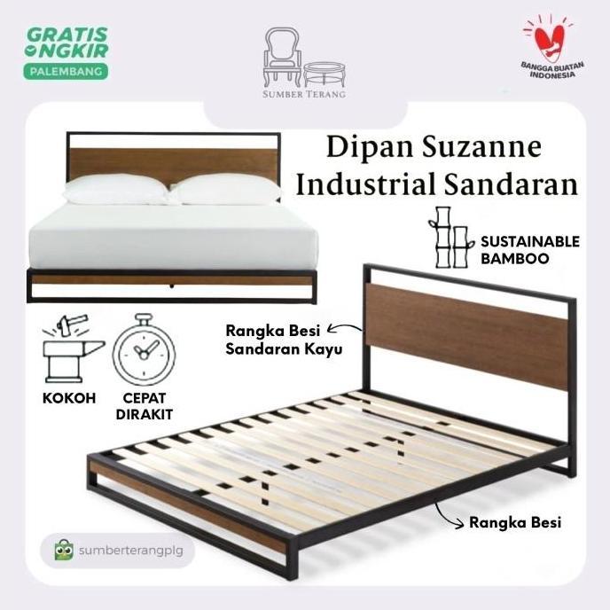 Industrial Divan Sandaran Minimalis Zinus Dipan Besi Sandaran Kayu