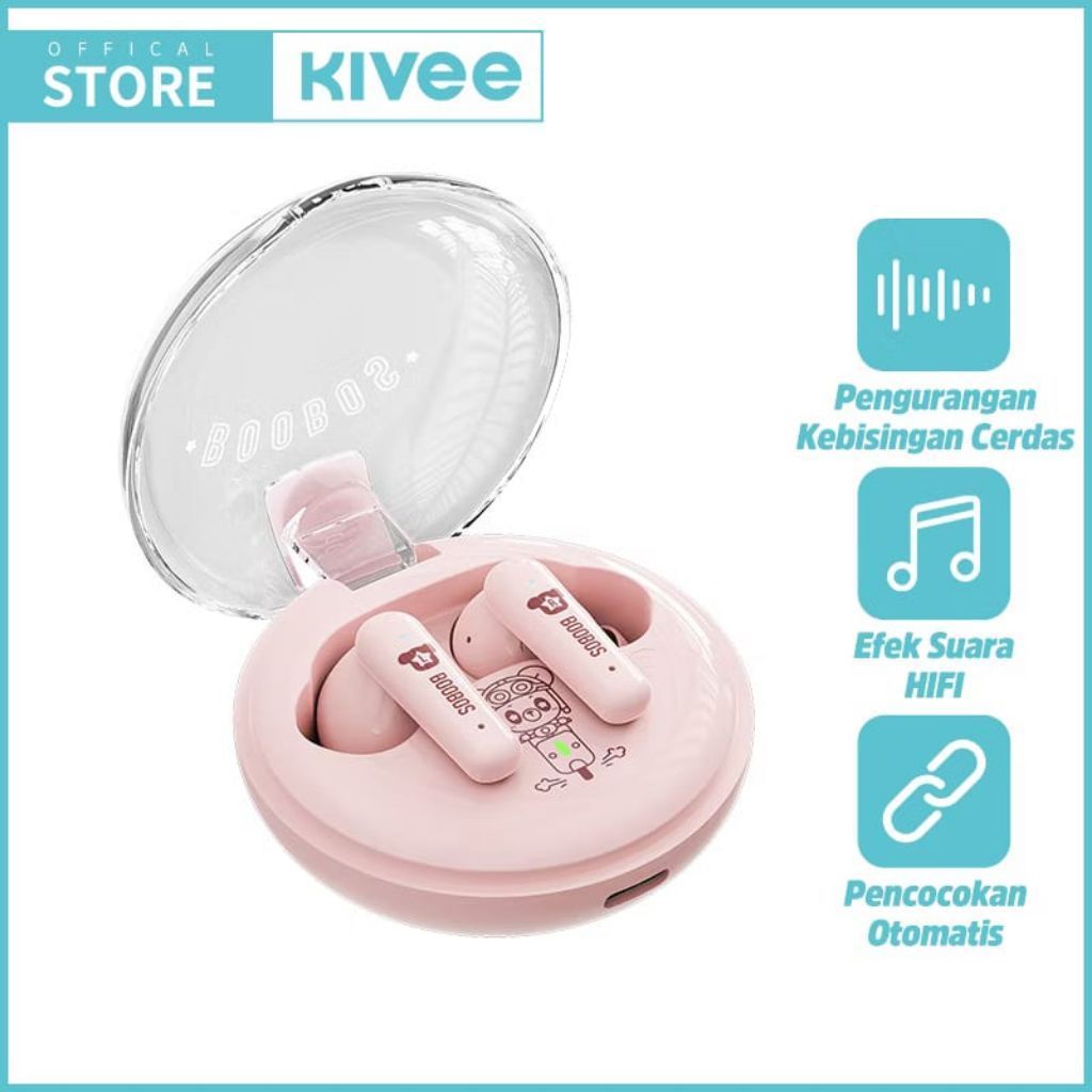 KIVEE Cute Pink TWS Headset Wireless Bluetooth KV - TW112 / TW90 Macaron 5.0 TWS Music Gaming Earpho