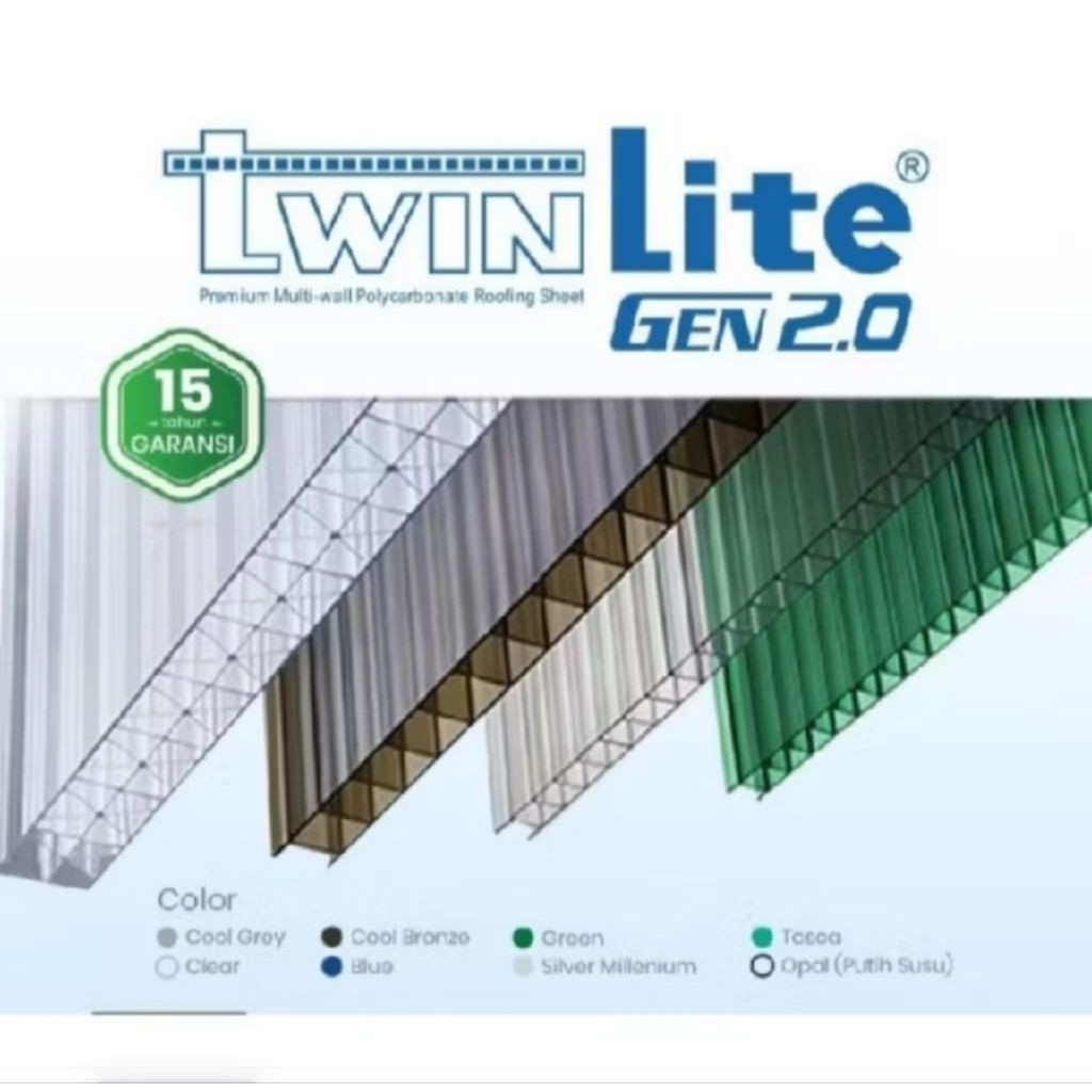 Atap Polycarbonate Twinlite 16 mm Gen 2 flat/Twinlite Polycarbonate16mm Gen 2 flat/rol