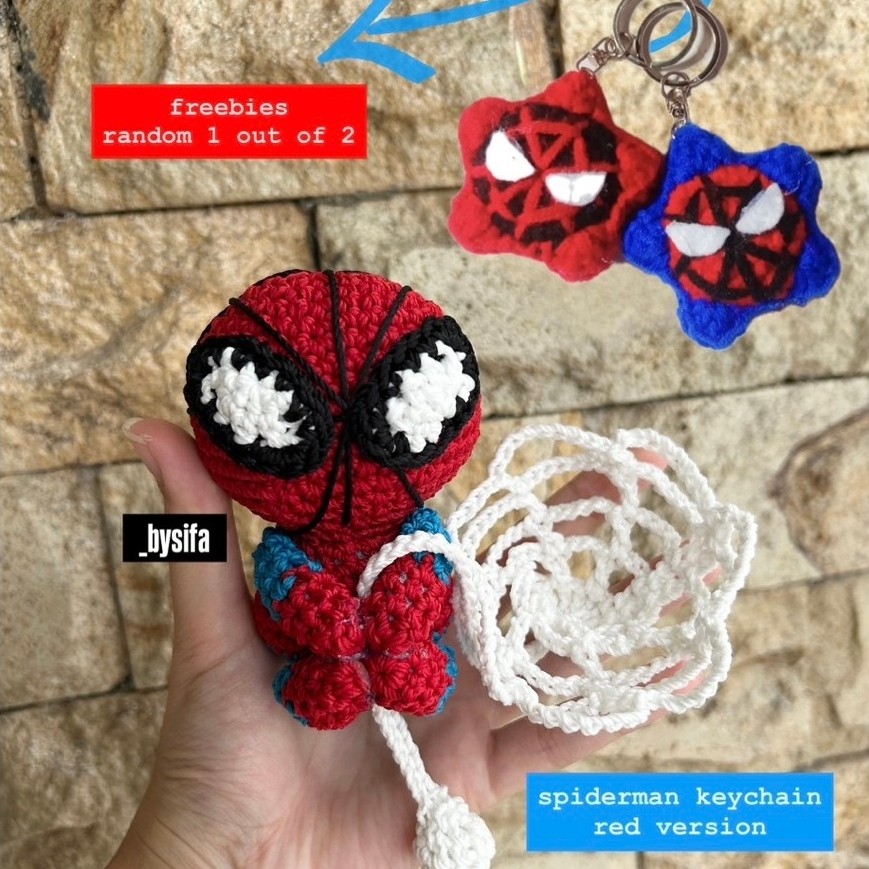 _BYSIFA crochet spiderman keychain gantungan spiderman amigurumi spiderman couple