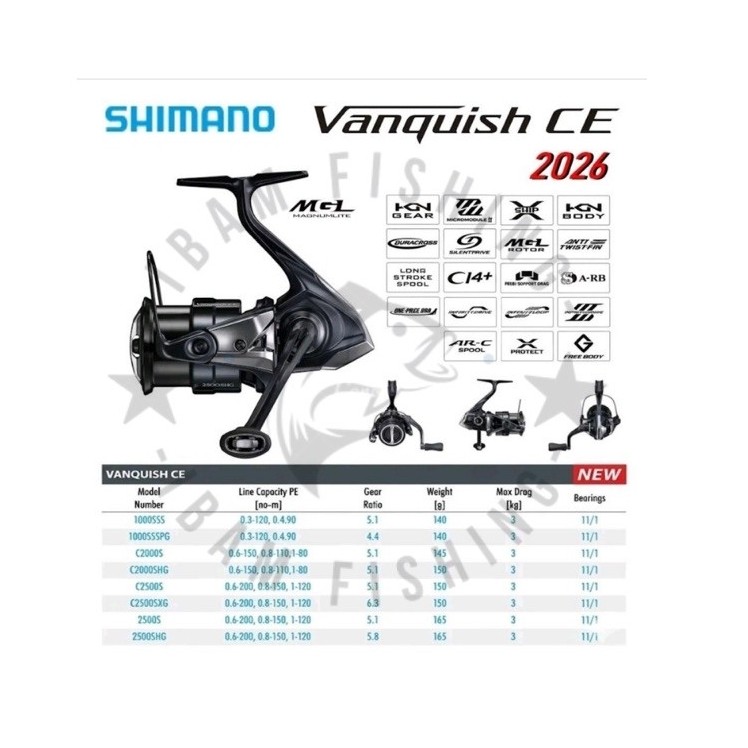 Reel Shimano VANQUISH CE 2026 1000SSS • C2000S • C2500S • 2500S | GARANSI RESMI SHIMANO 1 TAHUN