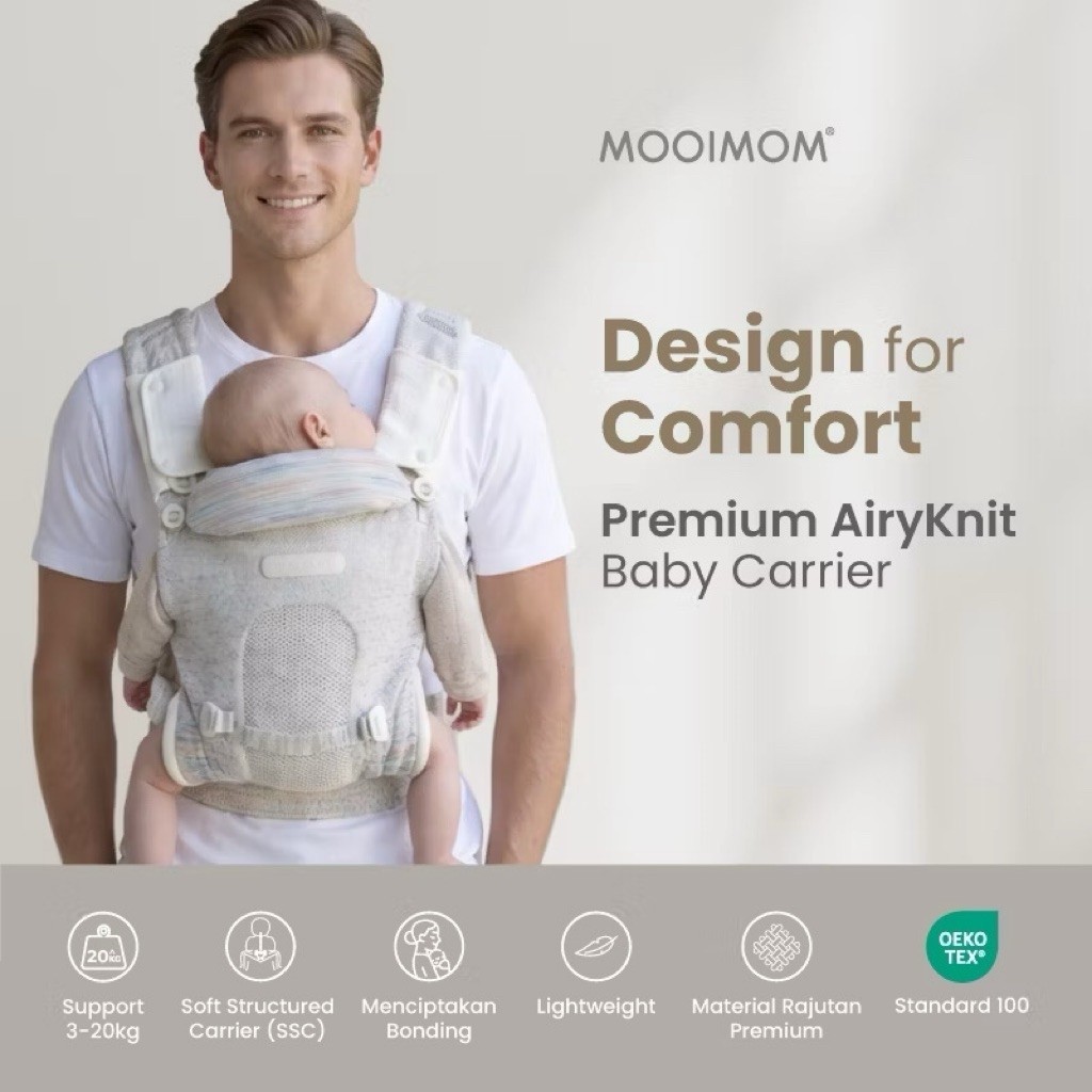 PL Gendongan SSC Mooimom Airyknit Baby Carrier 600k