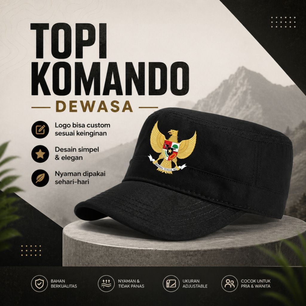 NDC- Topi Komando Dewasa Premium / Topi komando Garuda Command Cadet Hat Unisex