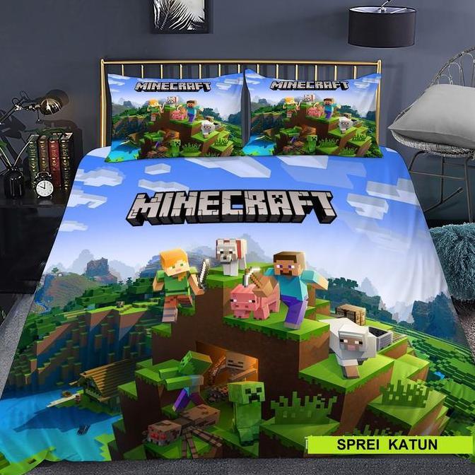 Sprei Katun Minecraft Roblox / Selimut / Sarung Bantal