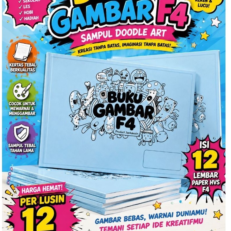 Buku Gambar F4 Cover Doodle Art | isi 12 Lembar