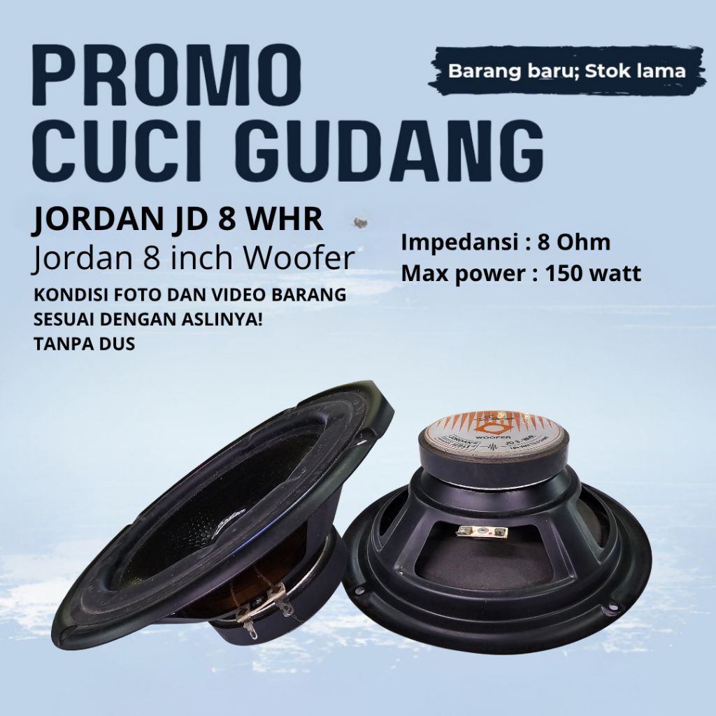 Surya Agung Audax Jordan 8inch WHR woofer karet Cuci gudang TANPA DUS sale kondisi seperti foto dan 