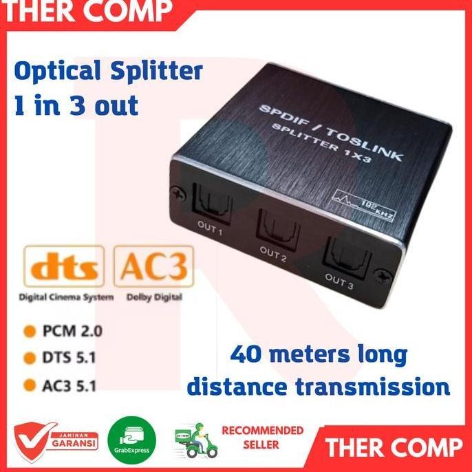 Optical audio SPDIF Toslink splitter 1x3 PDIF Digital Audio Splitter 1 in 3 out Toslink Optical 3 ou