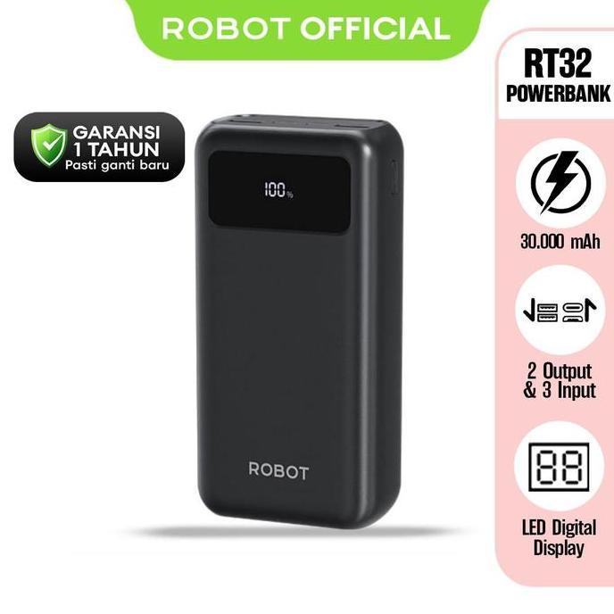 ROBOT PowerBank ROBOT 30000mah RT32 Quick Charging Powerbank Fast Charging LED Display- Garansi 1 Ta
