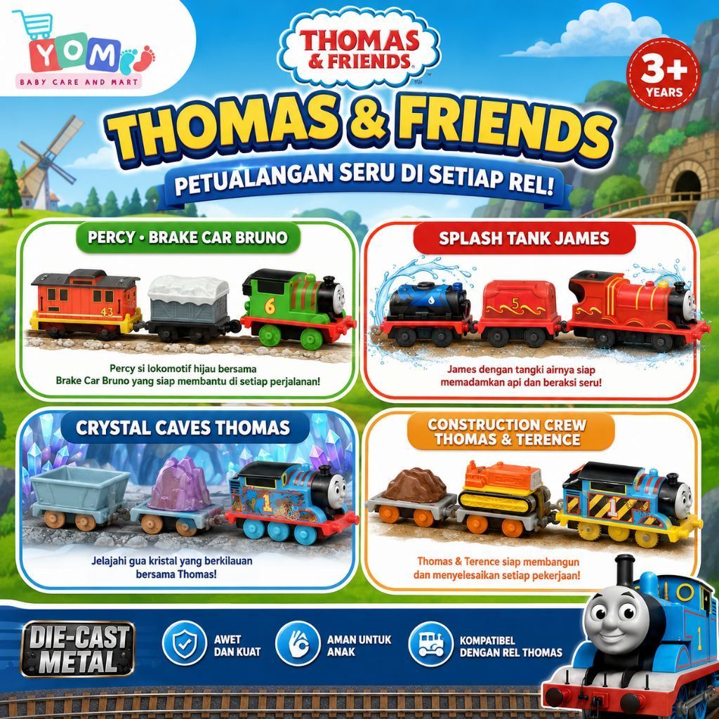 Thomas & Friends Motorized Series Percy Brake Car Bruno| Splash Tank James | Crystal Caves Thomas | 