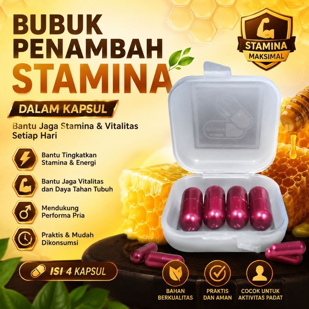 Bubuk Penambah Stamina dalam Kapsul Isi 4 Kapsul Bantu Tingkatkan Stamina & Energi